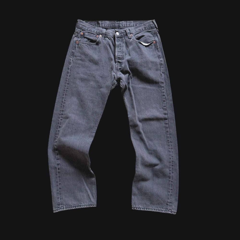Y2K Levis 501 Original Fit Faded Black Denim Straight Leg Jeans W33 L29
